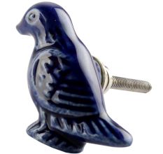 Navy Blue Ceramic Bird Dresser Knob